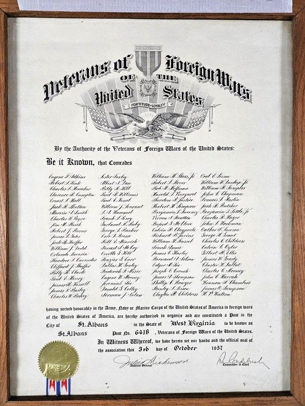 VFW POST 6418 CHARTER MAY 3, 1957