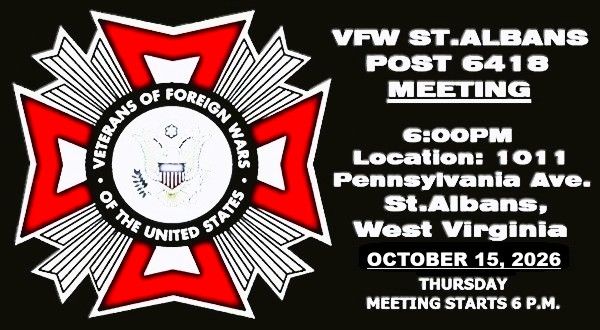VFW POST 6418 MEETING OCTOBER 15 2026